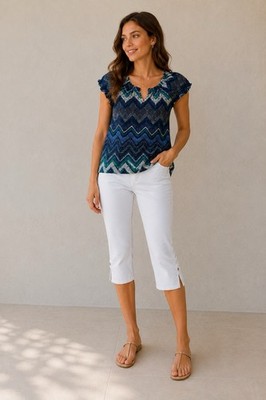 NEW Ralph Lauren Golf Womens Geometric Print Short Sleeve Shirt Sz M Made in USA