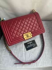 Chanel Boy Chain Crossbody Bag Flap Bag Red Leather Gold Hardware [Duties Paid]