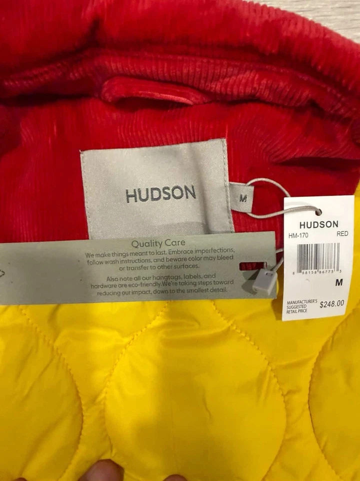 Red Hudson corduroy varsity jacket with "Free Thinkers 2002" Size M BRAND NEW - Image 4 of 4