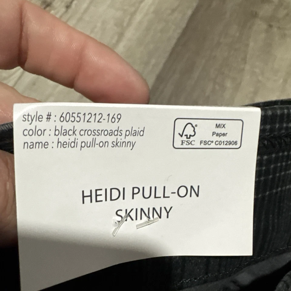 Pantalones ajustados a cuadros para mujer Nine West Heidi talla 4 negros blancos grises Foto 4 de 4