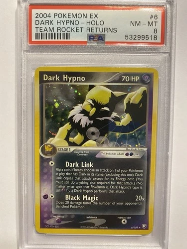 Pokemon EX Team Rockets Dark Hypno Holo Card 2004 6/109 PSA 8