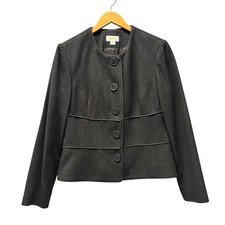 Vintage Talbots Blazer Womens 12 Textured Button Front Black Made in USA Jacket