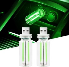 2PCS Car USB Night Lights,Touch Control Mini Glass Bottle LED Lamp Green for Car