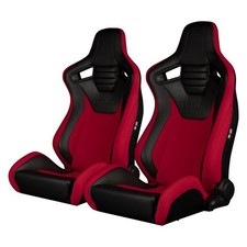 Braum Elite-s Series Racing Seats Black Leatherette And Red Fabric Reclining