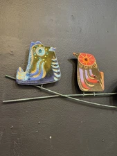 Vintage CURTIS JERE Enamel OWL. Family in A Branch  Wall Hanging