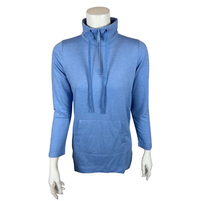 Susan Graver SG Sport Petite Cloud 9 Terry Raglan-Sleeve Tunic Top Blue PXS Size