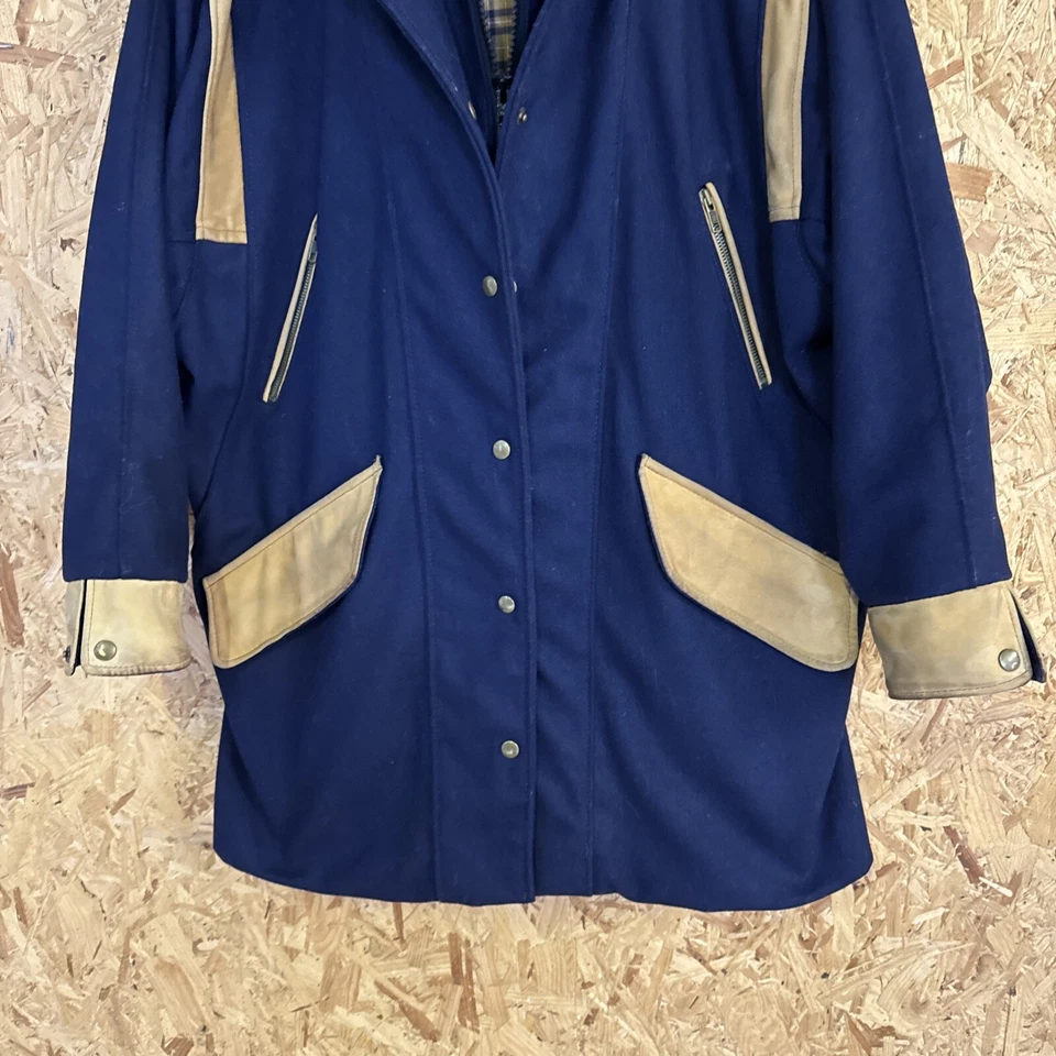 Chaqueta De Colección Griffin Products Gales Lana Cuero Para Hombre Mediana Azul Tostado Foto 4 de 4