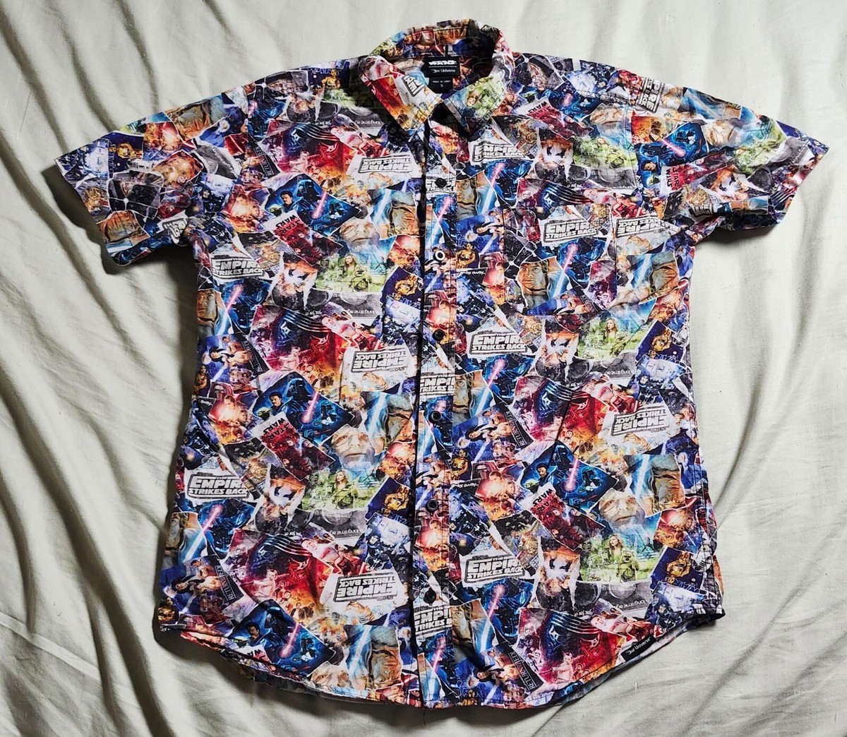 Star Wars Shirt Mens Empire Strikes Back Button Up Size Small Her