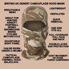 BRITISH UK DPM DESERT BDU CAMOUFLAGE COLD WEATHER BALACLAVA GAITER HOOD MASK