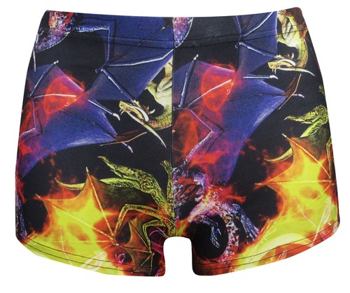 Damas Pantalones Cortos Góticos Multi Fuego Dragones Alternativos Impresos Pantalones Calientes Góticos eBay