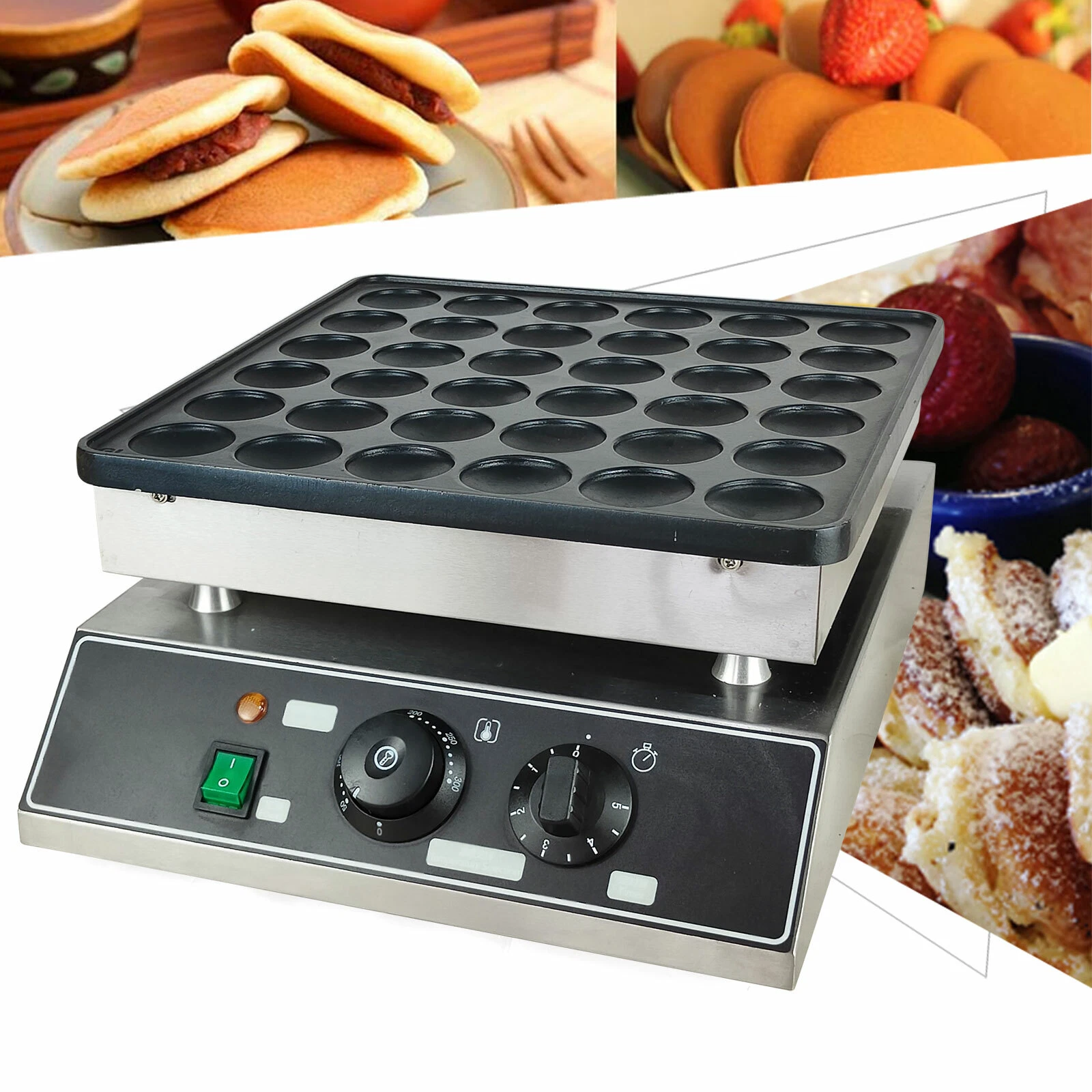 Commercial Electric Mini Dutch Pancake Maker Baker Machine Nonstick 36 Holes New