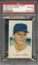 1969 MLB PHOTOSTAMPS STEVE WHITAKER HAND CUT PSA GEM MT 10 