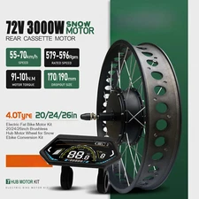 72V 3000W 20 24 26inch Rear Cassette Hub Motor Wheel for E-bike Conversion Kit