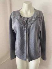 Street One Short Jacket Grey Embellished Size 14 Sk2402