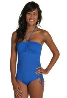 NEW Juicy Couture Bandeau Maillot Swimsuit *SMALL* (Lagoon Blue) Y60821 