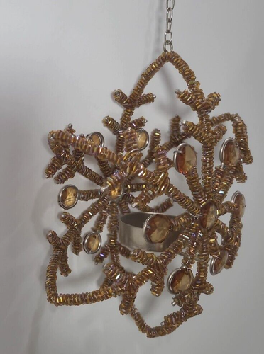 Holiday Star or Snowflake Ornament Hanging w/Tealight, Votive Candle Holder - Picture 2 of 6