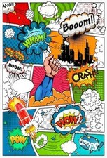 5x7 ft Cartoon Superhero Photography Background Humor Comics Book Villain Boom