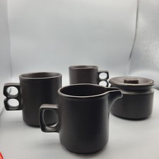 Rare Vintage Doverstone set Sugar & Creamer 2 Mugs double handed Made in England