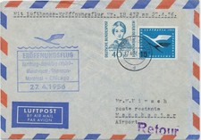 BUNDESREPUBLIK 1956 Erstflug mit Superconstellation LH 432 HAMBURG - MANCHESTER
