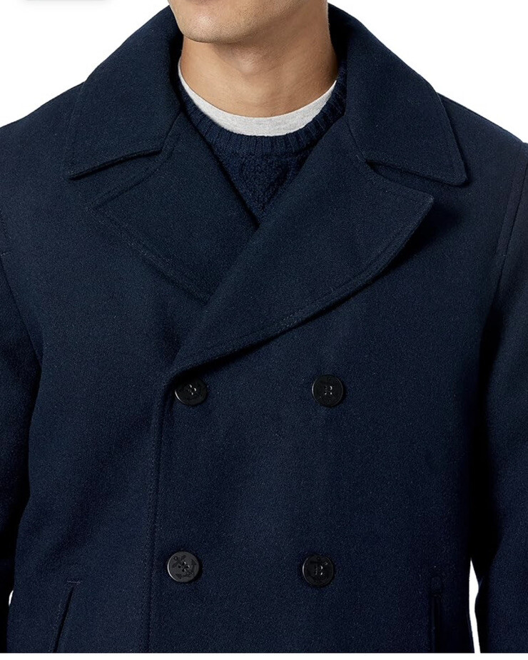 Size XL Mens Wool Coat Navy Blue Amazon Double Breasted Heavy Weight