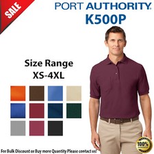 Port Authority K500P Mens Short Sleeve Silk Touch Polo Shirt with Pocket