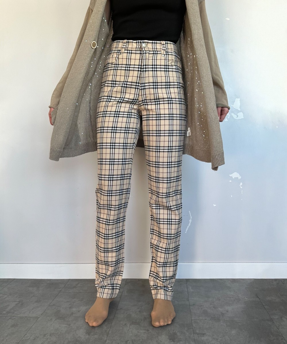 90s VINTAGE BURBERRY ノバチェック カジュアルパンツ 42 Vintage BURBERRY Pants Nova Check Trousers Cotton Beige
