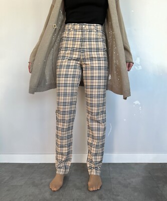 90s VINTAGE BURBERRY ノバチェック カジュアルパンツ 42 Vintage BURBERRY Pants Nova Check Trousers Cotton Beige