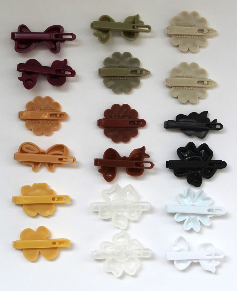 Lot of 18 Neutral Aesthetic Plastic Barrettes Flowers Bows Hearts Girl's - Image 4 of 4