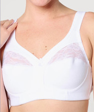 Breezies Soft Cup Cotton Comfort Wirefree Bra 44B White A633203 No Padding 7800