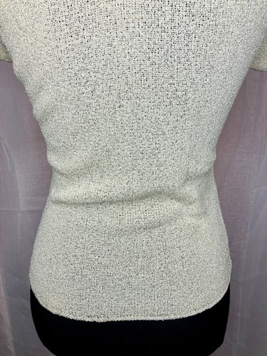 vintage 1960s Winthrop ivory knit mod blouse w/ silver beaded peter pan collar - Picture 10 of 14