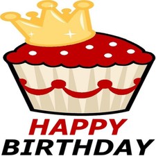 30 Custom Happy Birthday Red Crown Cupcake Personalized Address Labels