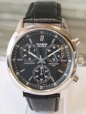 CASIO BESIDE CHRONOGRAPH QUARTZ BEM-502 JAPAN MEN'S FULL WORKING VINTAGE WATCH