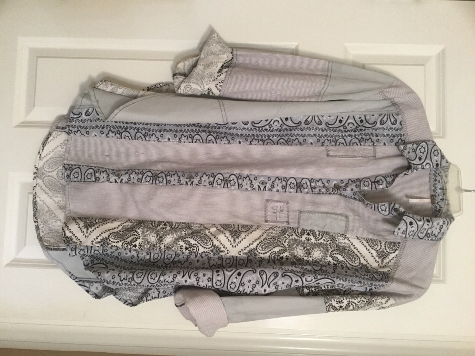 Free People Casual button up patchwork shirt, blu… - image 6