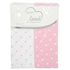 BORN LOVED FITTED CRIB SHEET PINK