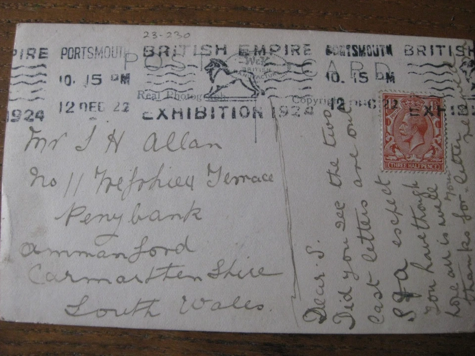 The Portsmouth War Memorial , Hampshire (RPPC) - posted 1922 - Image 2 of 2