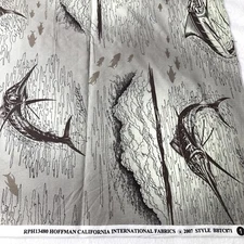 Hoffman California Fabrics 2007 BBTC871 Marlin Tom Kelly brown green 36" x 44"
