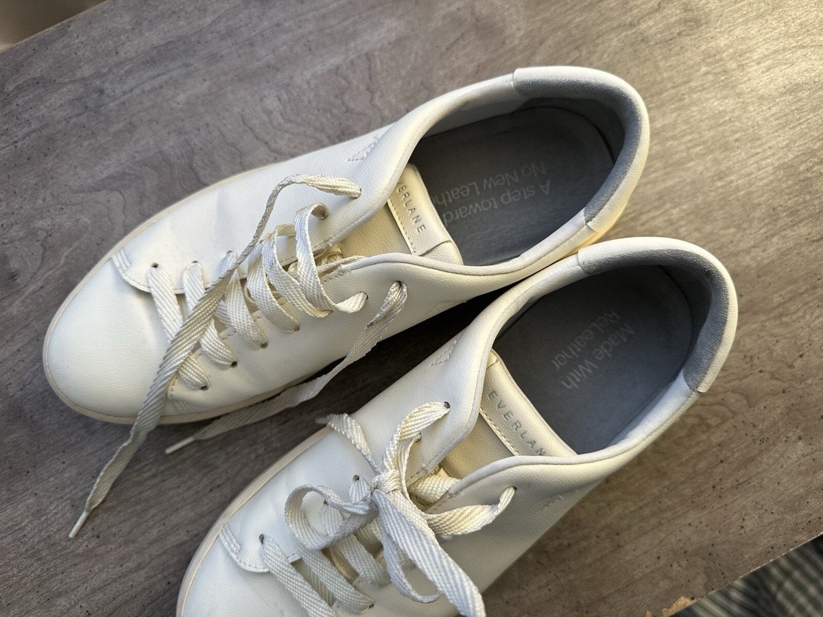 EVERLANE Sneakers “The ReLeather Tennis Shoe” Color Ecru. Used. Size US9 View 3