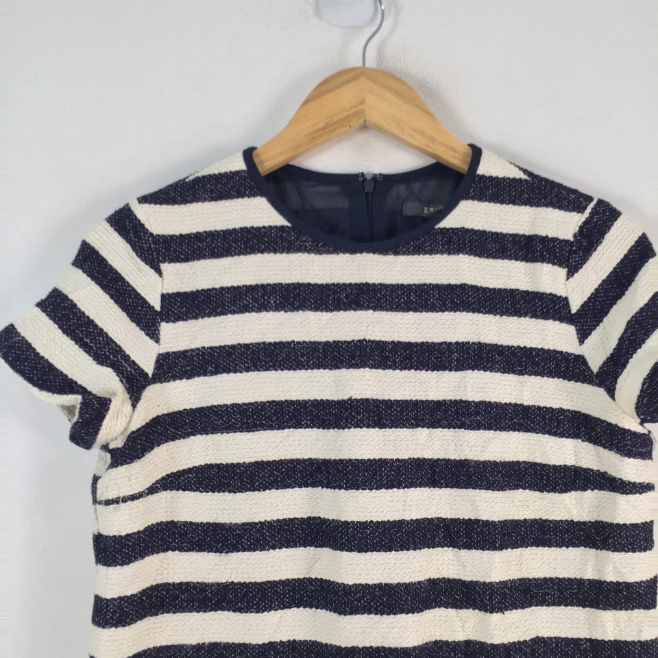 Esprit Mujer Vestido Talla 10 Cambio Mini Azul Marino Blanco Rayas Corto SLV 075873 Foto 2 de 4