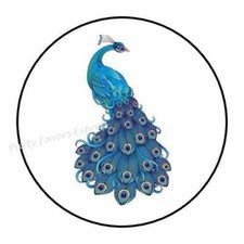 30 BLUE PEACOCK ENVELOPE SEALS LABELS STICKERS PARTY FAVORS 1.5