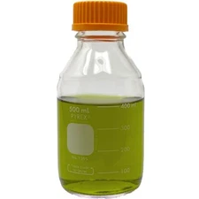 PYREX 1395-500, 500ml Round Media Storage Bottle w/ GL45 Screw Cap (Single)