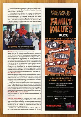1998 Family Values Tour Vintage Print Ad/Poster Korn Limp Bizkit