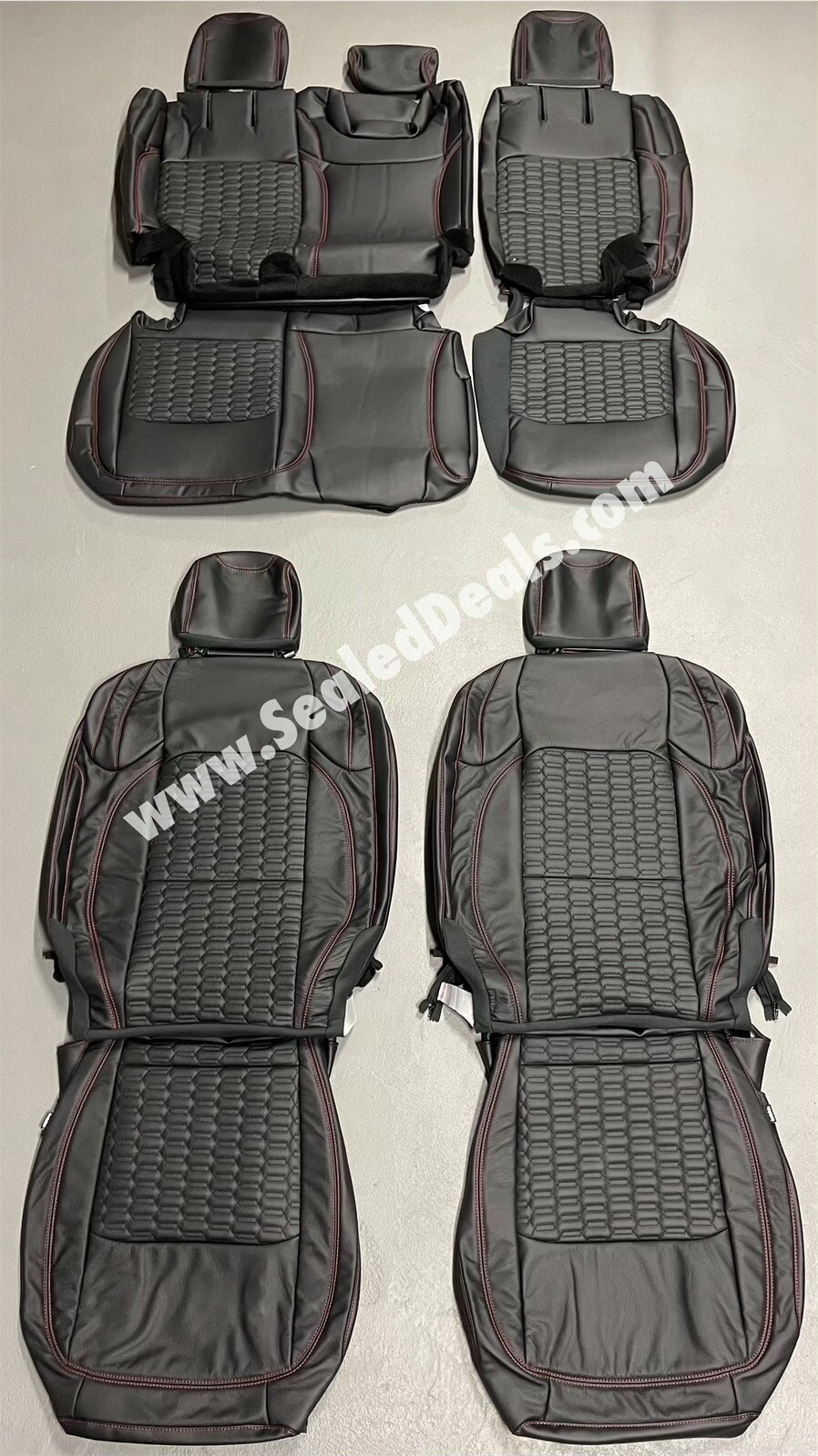 Katzkin Black Leather Seat Covers Upgrade w/ Hexagon Stitch for Jeep