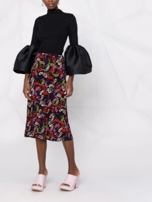 DVF Diane Von Furstenberg Mae Masquerade Masks graphic-print Midi Skirt Large