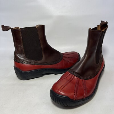 Ralph Lauren Chelsea Women s Size 7 Dover Boots Brown Red Leather Made In Italy