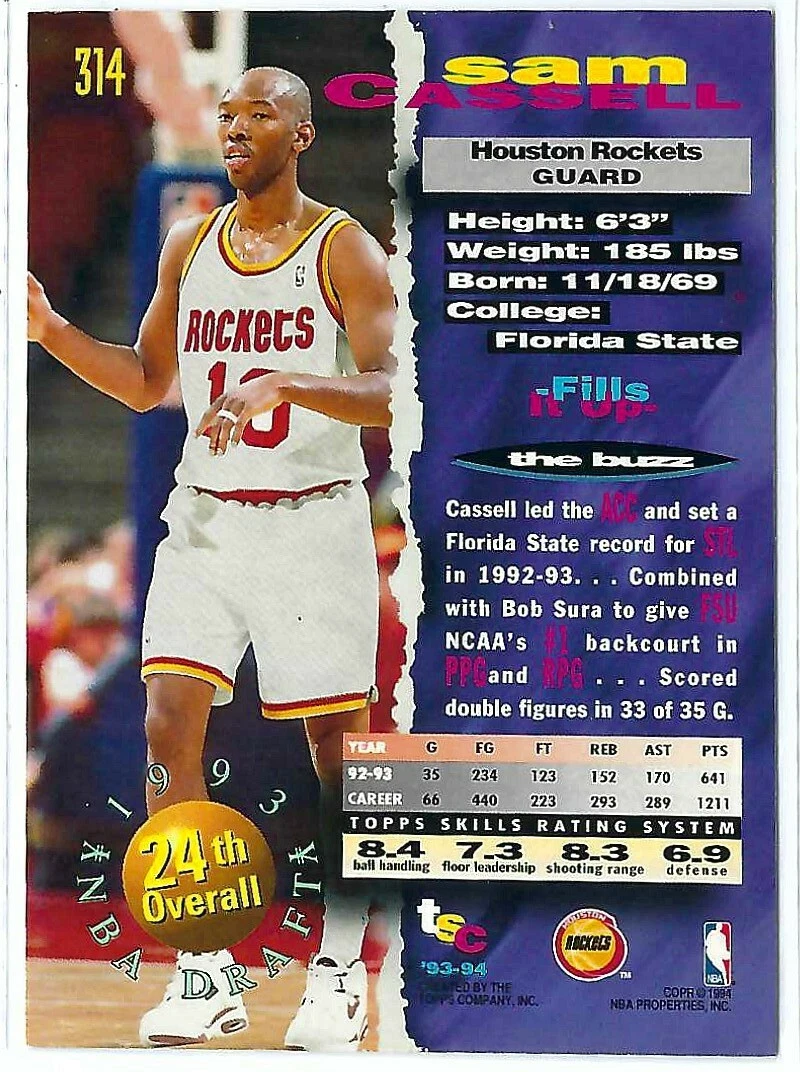 Mitchell & Ness Men's Sam Cassell White Houston Rockets 1993-94