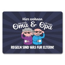 Coole Großeltern Fußmatte in 35x50 cm ohne Rand mit Spruch Regeln sind was für