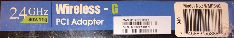 Linksys Cisco Wireless-G WMP54G Desktop PCI Network Adapter 54Mbps NEW Sealed - Image 3 of 4