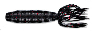 Yamamoto Fat Ika 4" Nero Con Fiocco Rosso - Esca In Plastica Morbida Tubolare