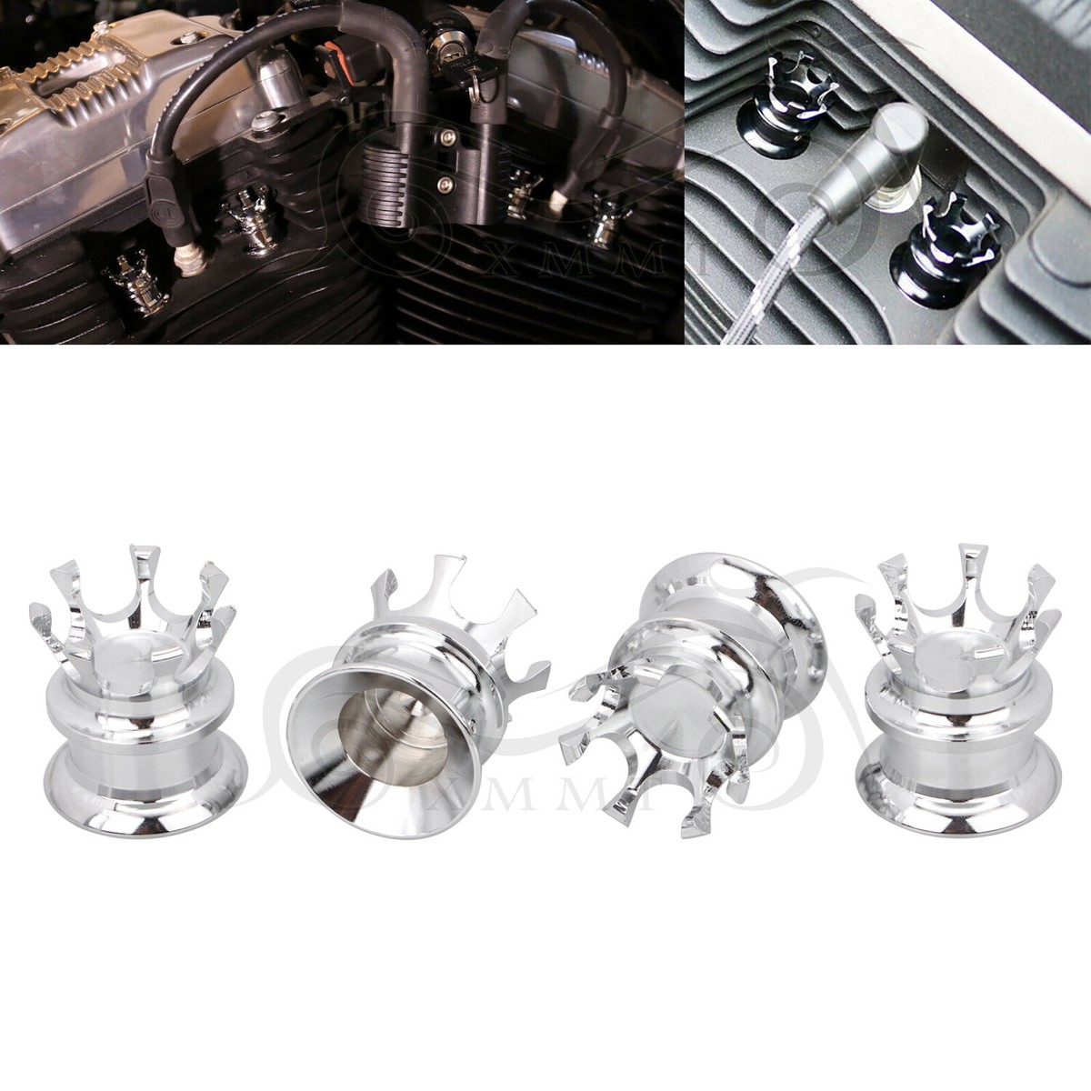 Chrome Aluminum Head Bolt Engine Cover Nut Caps – Fits Harley Softail, Road Glide, FLHX & More