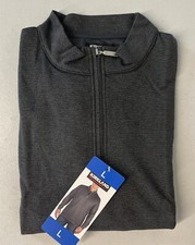 NEW Kirkland Signature Mens 1/4 Zip Pullover Quarter Lightweight BLACK Top LARGE